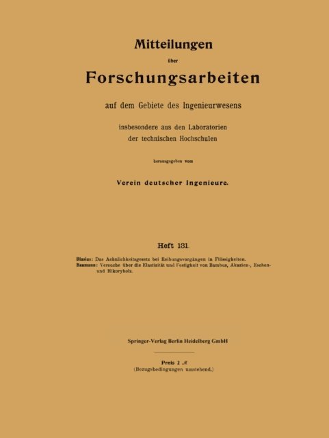 Richard Baumann, Heinrich Blasius - Mitteilungen über Forschungsarbeiten auf dem Gebiete des Ingenieurwesens, E-bok
