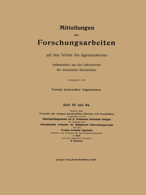 Richard Baumann, Carl von Bach - Mitteilungen über Forschungsarbeiten auf dem Gebiete des Ingenieurwesens, E-bok