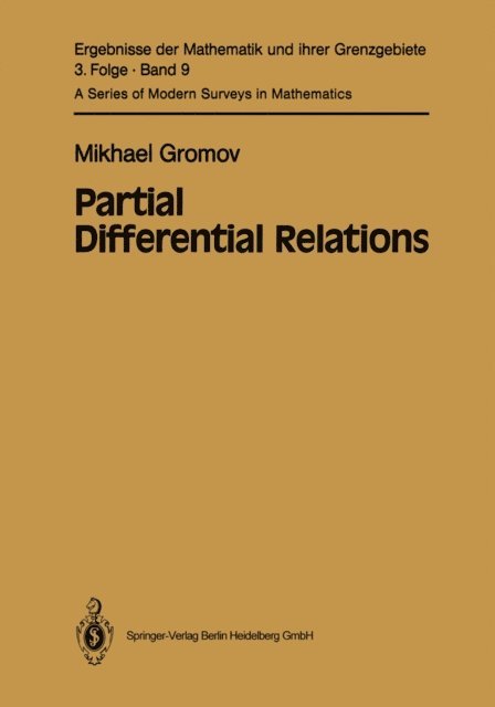 Misha Gromov - Partial Differential Relations, E-bok