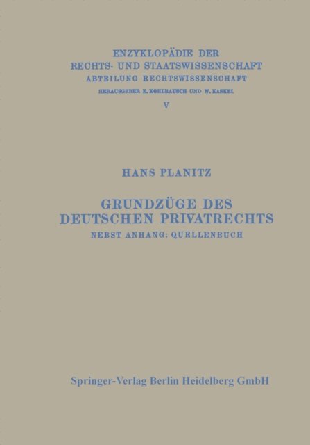 Hans Planitz - Grundzüge des deutschen Privatrechts, E-bok