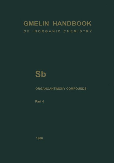 Markus Wieber, Marlies Mirbach - Sb Organoantimony Compounds Part 4, E-bok