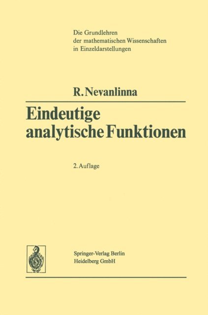 Rolf Nevanlinna - Eindeutige Analytische Funktionen, E-bok