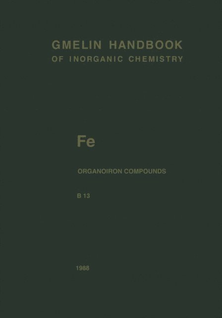Christa Siebert, Jurgen Faust - Fe Organoiron Compounds Part B13, E-bok