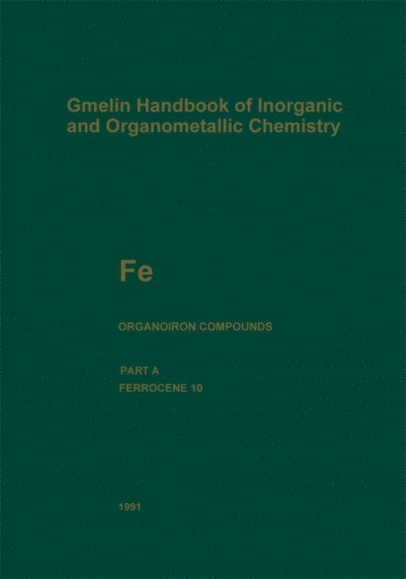 Marianne Dromar-Wolf, Adolf Slawisch - Fe Organoiron Compounds, E-bok