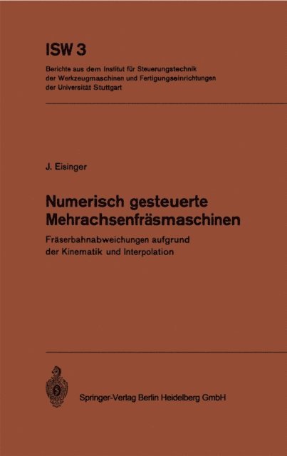 J. Eisinger - Numerisch gesteuerte Mehrachsenfräsmaschinen, E-bok