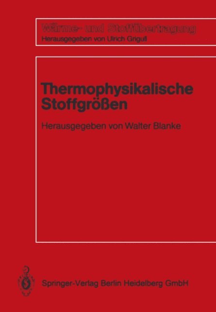 Walter Blanke - Thermophysikalische Stoffgrößen, E-bok