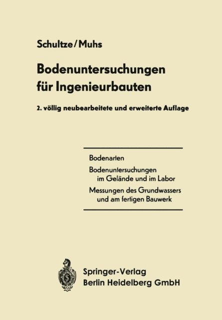 Heinz Muhs, Edgar Schultze - Bodenuntersuchungen für Ingenieurbauten, E-bok