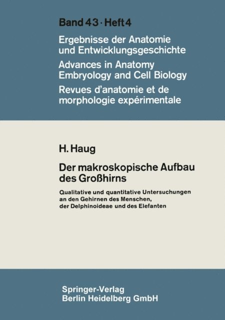 H. Haug - Der makroskopische Aufbau des Großhirns, E-bok. Tillgänglighet: Lägg i varukorg