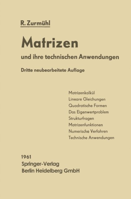 Rudolf Zurmuhl - Matrizen, E-bok