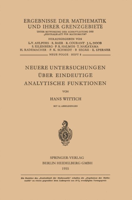 Hans Wittich - Neuere Untersuchungen Über Eindeutige Analytische Funktionen, E-bok