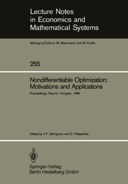 Diethard Pallaschke, Vladimir F. Demyanov - Nondifferentiable Optimization: Motivations and Applications, E-bok