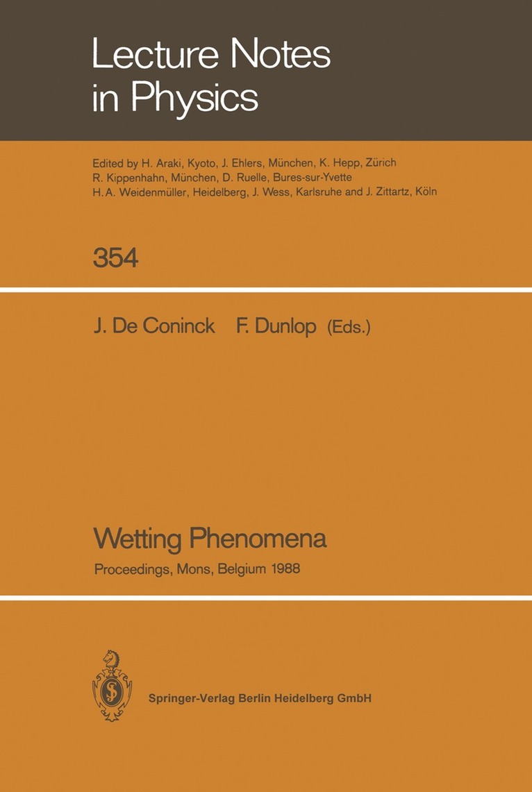 Joel De Coninck, Francois Dunlop - Wetting Phenomena, Häftad