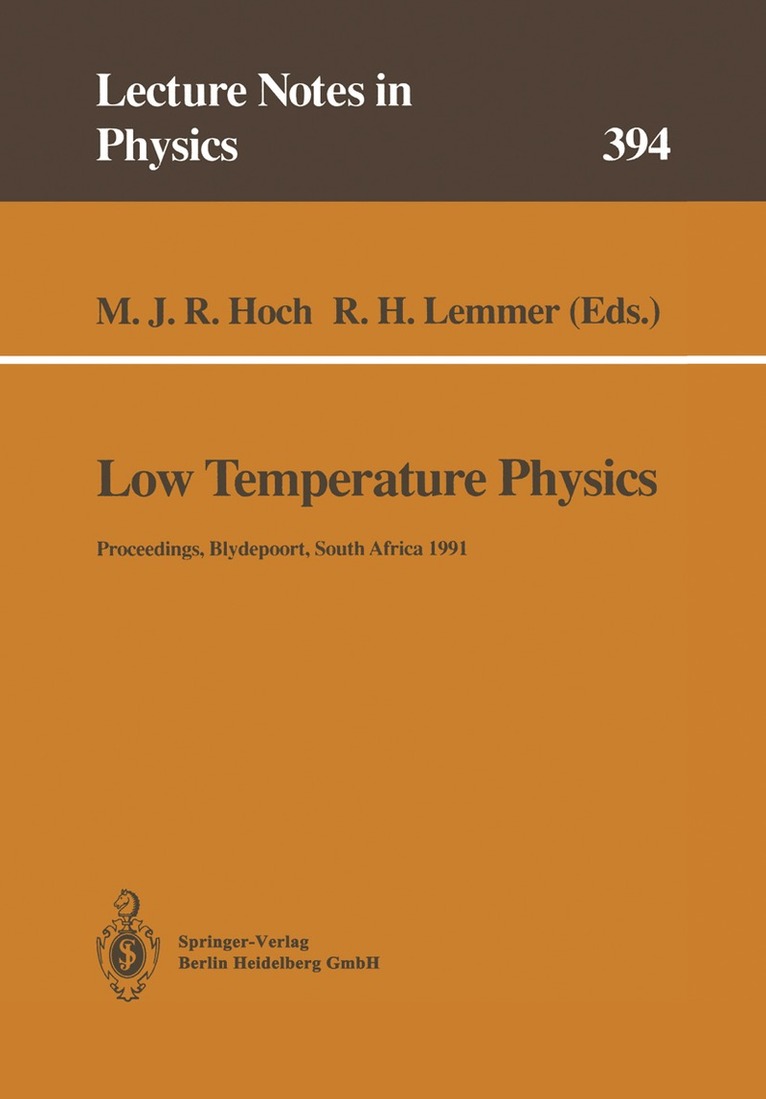 Michael J.R. Hoch, Richard H. Lemmer - Low Temperature Physics, Häftad