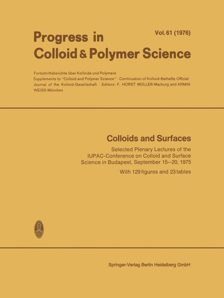 F. Horst Müller, Armin Weiss - Colloids and Surfaces, Häftad