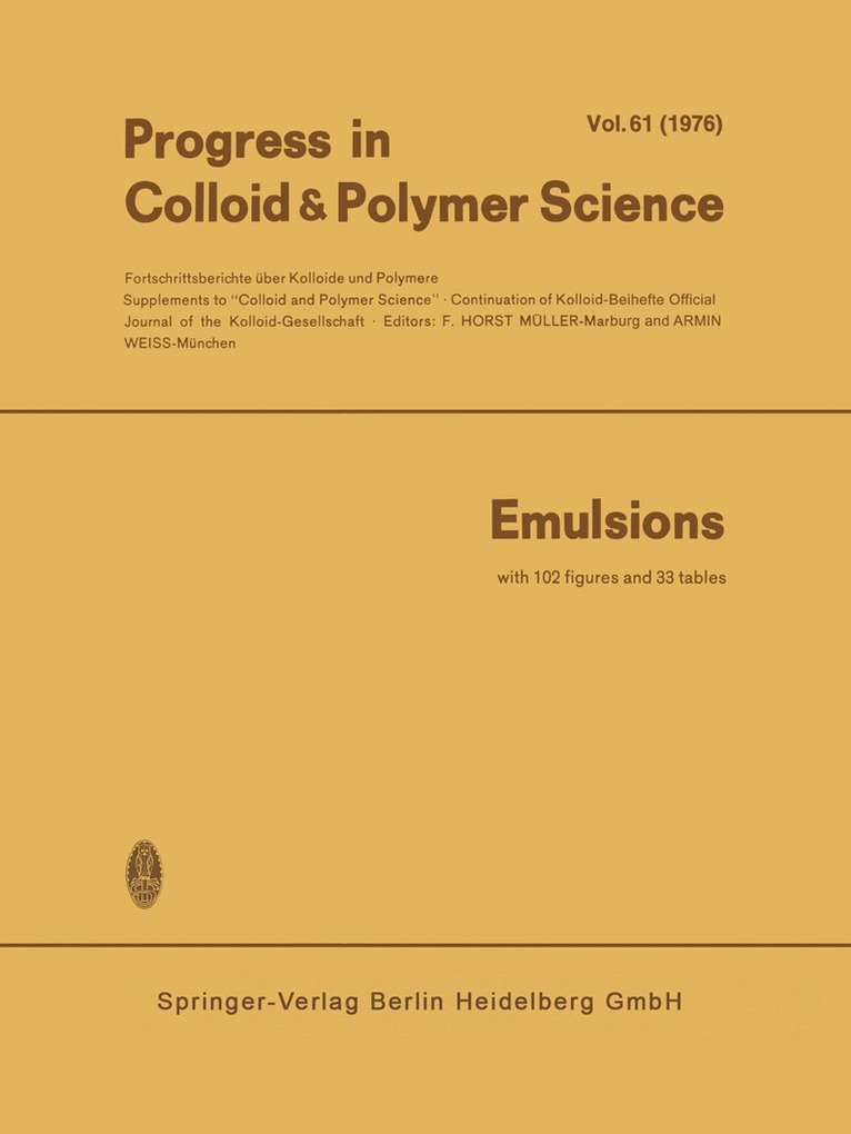 F. Horst Müller, Armin Weiss - Emulsions, Häftad