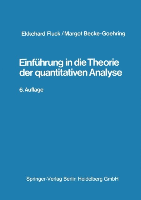 M. Becke-Goehring, E. Fluck - Einführung in die Theorie der qualitativen Analyse, E-bok