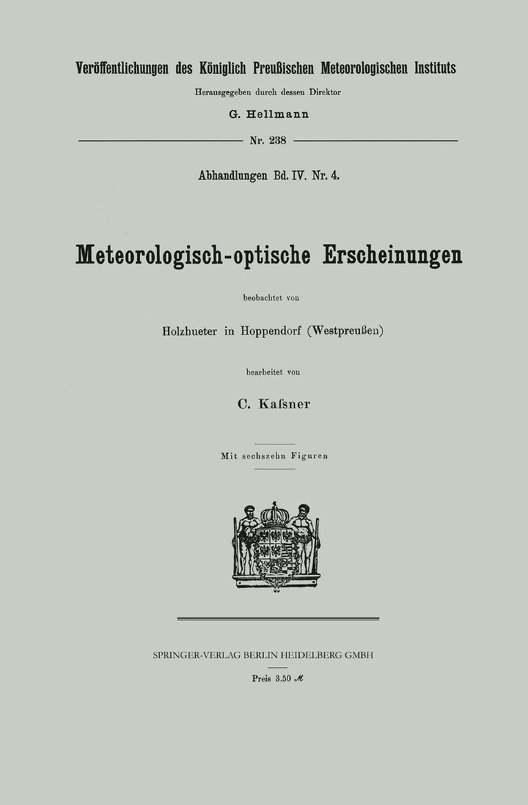 Carl Kassner - Meteorologisch-optische Erscheinungen, Häftad