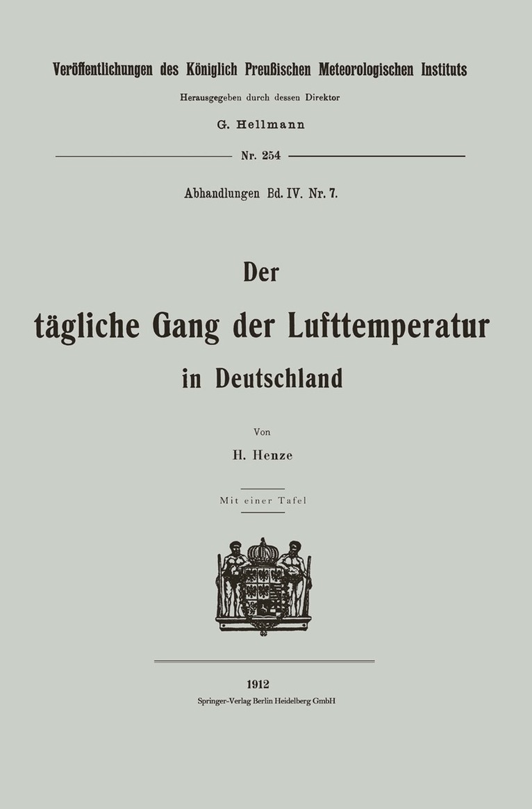Hermann Henze - Der tägliche Gang der Lufttemperatur in Deutschland, Häftad