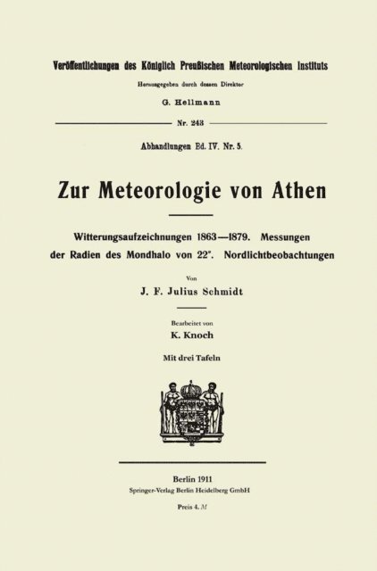 Karl Knoch, Johann Friedrich Julius Schmidt - Zur Meteorologie von Athen, E-bok