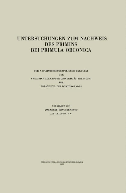 Johannes Brachtendorf - Untersuchungen zum Nachweis des Primins bei Primula obconica, E-bok