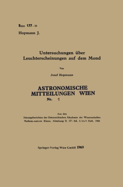 Josef Hopmann - Untersuchungen über Leuchterscheinungen auf dem Mond, E-bok