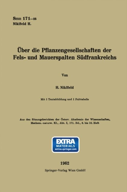 Harald Niklfeld - Über die Pflanzengesellschaften der Fels- und Mauerspalten Südfrankreichs, E-bok