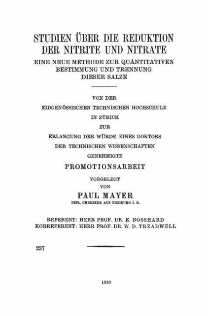 Paul Mayer - Studien über die Reduktion der Nitrite und Nitrate, E-bok