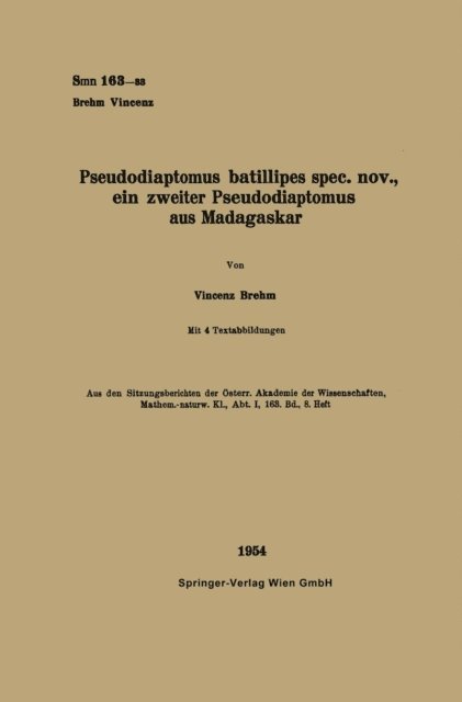 Vincenz Brehm - Pseudodiaptomus batillipes spec. nov., ein zweiter Pseudodiaptomus aus Madagaskar, E-bok