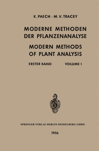 Bishnu Dat Sanwal, Hans F. Linskens, Michael Vincent Tracey, Karl Paech - Moderne Methoden der Pflanzenanalyse / Modern Methods of Plant Analysis, E-bok