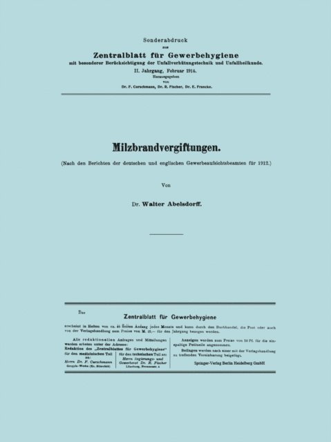 Walter Abelsdorff - Milzbrandvergiftungen, E-bok