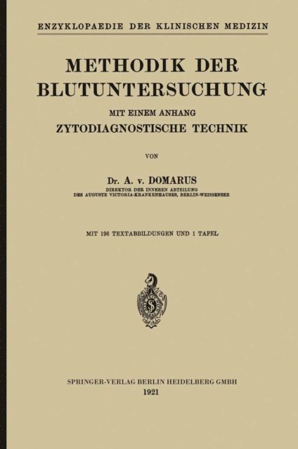 Alexander von Domarus - Methodik der Blutuntersuchung, E-bok