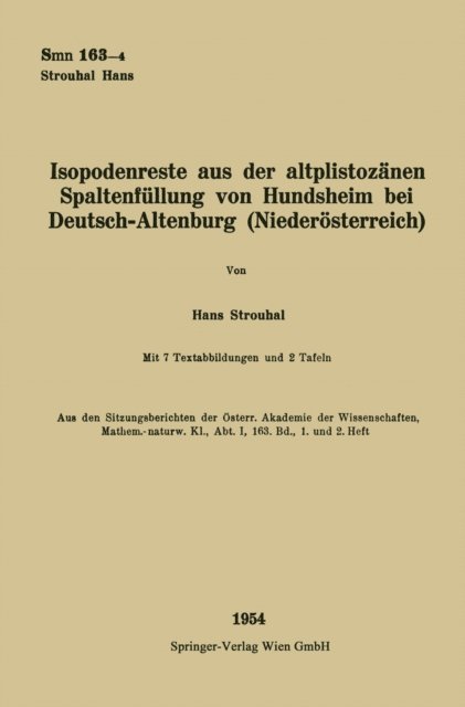 Hans Strouhal - Isopodenreste aus der altplistozänen Spaltenfüllung von Hundsheim bei Deutsch-Altenburg (Niederösterreich), E-bok