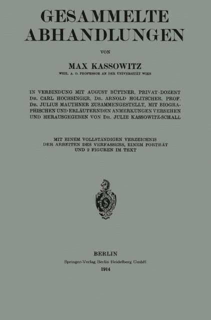 Julie Schall-Kassowitz, Max Kassowitz - Gesammelte Abhandlungen, E-bok. Tillgänglighet: Lägg i varukorg