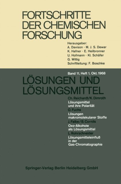K L Schafer, H. W. Kohlschutter, F. G. Fischer - Fortschritte der chemischen Forschung, E-bok