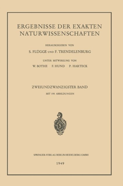 Ferdinand Trendelenburg, G. Hohler - Ergebnisse der Exakten Naturwissenschaften, E-bok