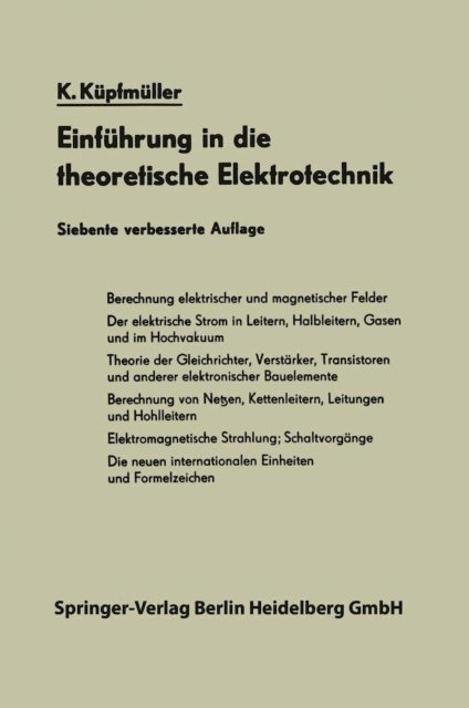 Karl Kupfmuller - Einführung in die theoretische Elektrotechnik, E-bok. Tillgänglighet: Lägg i varukorg