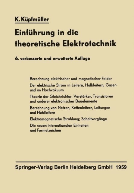 Karl Kupfmuller - Einführung in die theoretische Elektrotechnik, E-bok. Tillgänglighet: Lägg i varukorg