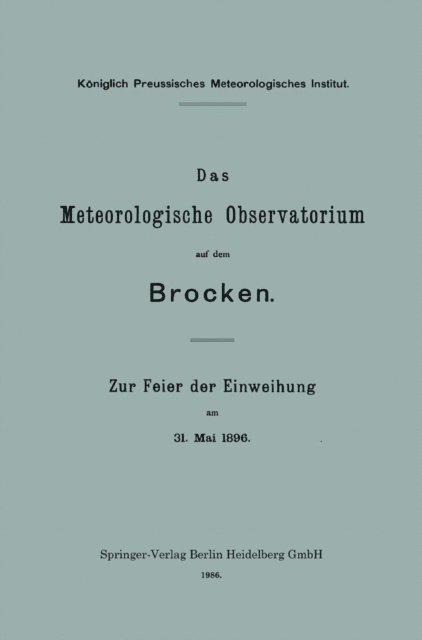 Richard Assmann - Das Meteorologische Observatorium auf dem Brocken, E-bok