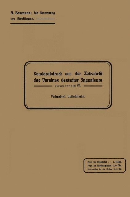 Alexander Baumann - Die Berechnung von Gleitfliegern, E-bok