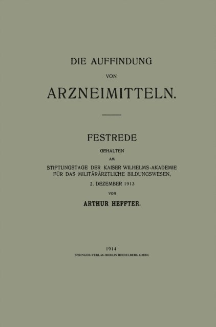 Arthur Heffter - Die Auffindung von Arzneimitteln, E-bok