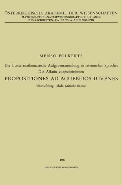 Menso Folkerts - Die älteste mathematische Aufgabensammlung in lateinischer Sprache: Die Alkuin zugeschriebenen, E-bok