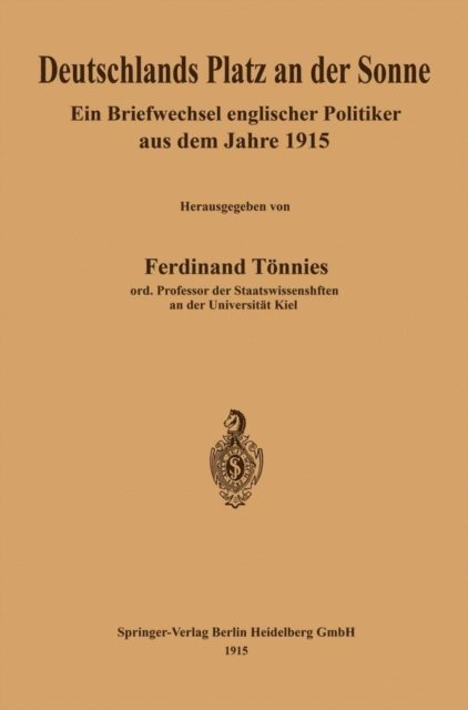 Ferdinand Tonnies - Deutschlands Platz an der Sonne, E-bok
