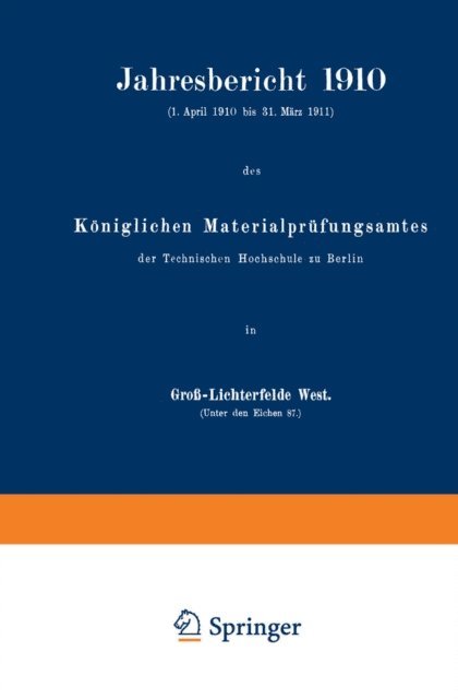 Adolf Martens - Jahresbericht 1910, E-bok