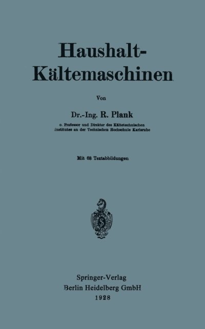 Rudolf Plank - Haushalt-Kältemaschinen, E-bok