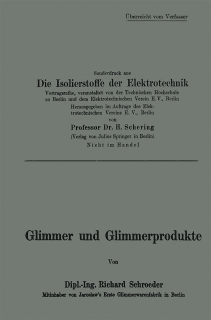 Richard Schroeder - Glimmer und Glimmerprodukte, E-bok