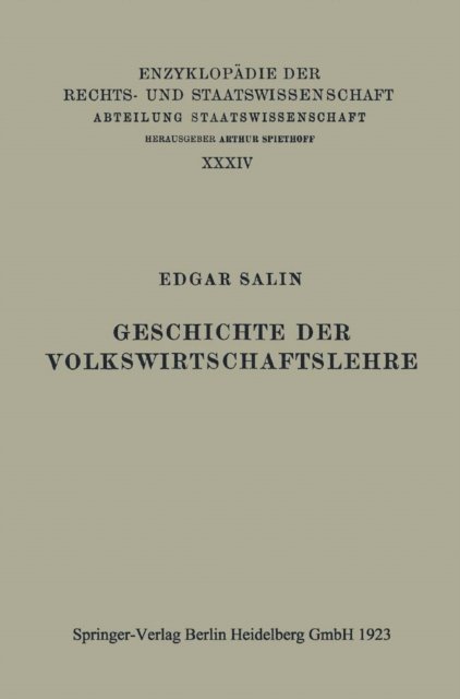 Edgar Salin - Geschichte der Volkswirtschaftslehre, E-bok