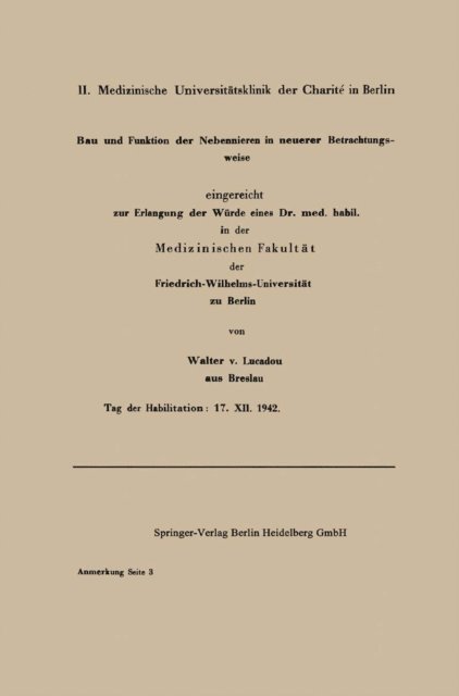 Walter von Lucadou - Bau und Funktion der Nebenniere in neuerer Betrachtungsweise, E-bok