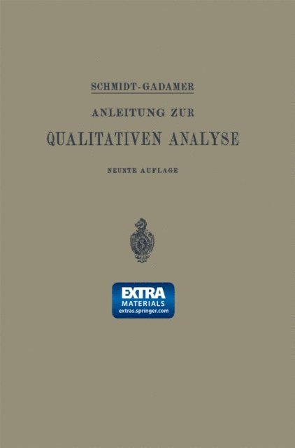 Johannes Gadamer, Ernst Schmidt - Anleitung zur Qualitativen Analyse, E-bok