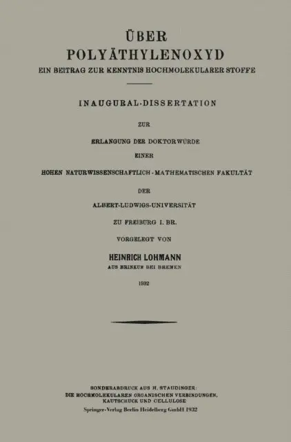 Heinrich Lohmann - Über Polyäthylenoxyd, E-bok. Tillgänglighet: Lägg i varukorg