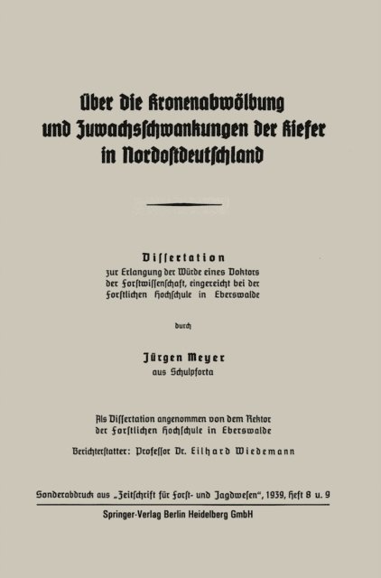 Jurgen Meyer - Über die Kronenabwölbung und Zuwachsschwankungen der Kiefer in Nordostdeutschland, E-bok